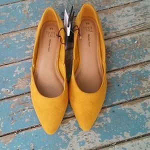 Mustard colored fabric shoes
